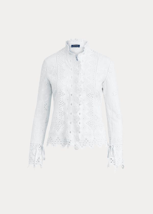 Camisa Polo Ralph Lauren Embroidered Eyelet Mulher 97342-LVTD